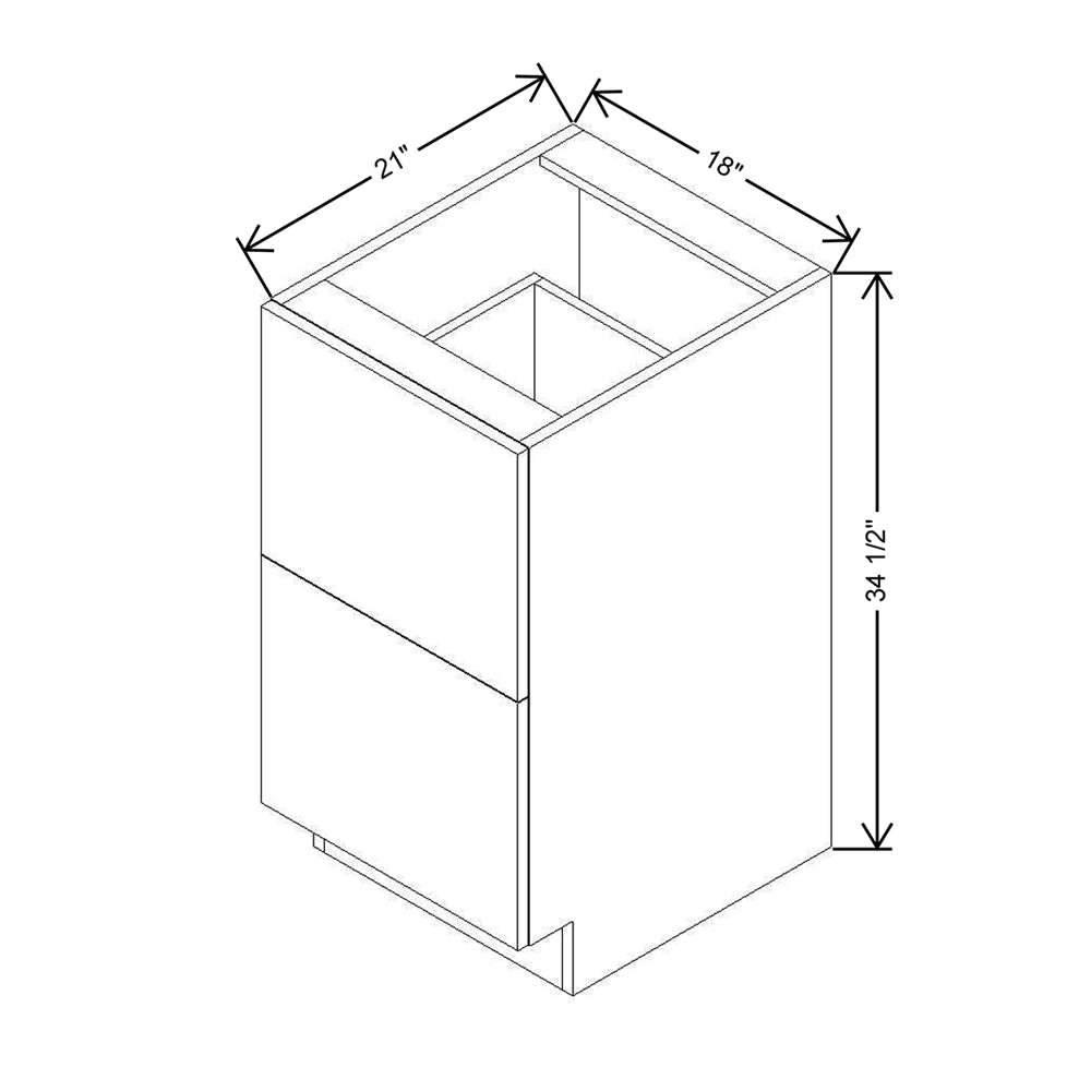 Modernform Cabinet Matte White 18" W X 34 1/2" H X 21" D Vanity Base with 2 Drawers